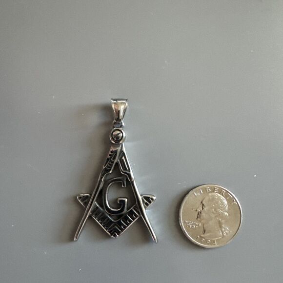 Men's Free Mason Stainless Steel Freemason Symbol Masonic Pendant Chain Gift - Picture 2 of 5